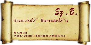 Szaszkó Barnabás névjegykártya