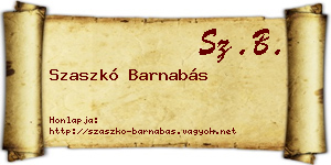Szaszkó Barnabás névjegykártya